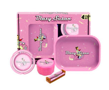 Load image into Gallery viewer, Blazy Susan Smoker’s Kit - Pink Spacey Susan Color (includes rolling tray, ashtray, rolling machine, grinder)

