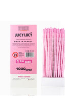 Load image into Gallery viewer, Juicy Lucy pink 1 1/4 size pre rolled cone (50, 100, 200, 300, 400, 500)+raw 1 1/4 size cone 6 six Shooter filler
