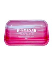 Load image into Gallery viewer, Elements Pink Metal Rolling Tray 11”x7” + Elements Phoenix Lighter
