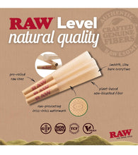 Load image into Gallery viewer, Raw dogwalker 70/30 pre rolled cone single size + raw phoenix lighter + raw extendo lighter + glass tip
