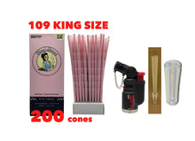 Load image into Gallery viewer, Blazy Susan Pink King Size cone pre rolled (50, 100, 200, 300, 400, 500) + Raw refillable torch lighter + Cone Glass Holder Tip
