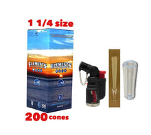 Load image into Gallery viewer, Elements Organic 1 1/4 Size cone pre rolled (50, 100, 200, 300, 400, 500) + Raw refillable torch lighter + Cone Glass Holder Tip
