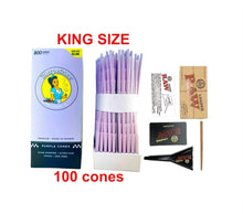 Load image into Gallery viewer, Blazy Susan purple king size cone pre rolled (50, 100, 200, 300, 400, 500) + RAW cone loader kit king size &amp; 98 special
