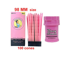 Load image into Gallery viewer, Blazy Susan pink 98 size pre rolled cone (25, 50, 100, 200, 300, 500) + Blazy Susan mini 4-piece herb saver grinder

