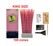 Load image into Gallery viewer, Blazy Susan pink king size cone pre rolled (50, 100, 200, 300, 400, 500) + RAW cone loader kit king size &amp; 98 special
