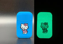 Load image into Gallery viewer, hello kitty lighter | red flame | glow in dark lighter | hello kitty figure lighter | hello kitty pink  glass ashtray | refillable lighter|
