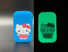 Load image into Gallery viewer, hello kitty lighter | red flame | glow in dark lighter | hello kitty figure lighter | hello kitty pink  glass ashtray | refillable lighter|
