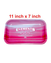 Load image into Gallery viewer, Elements Pink Metal Rolling Tray 11”x7” + Elements Phoenix Lighter
