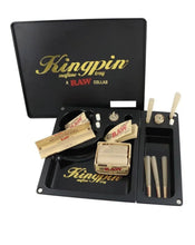 Load image into Gallery viewer, Kingpin X RAW Collab Mafioso Rolling Tray + raw three tree cone case holder

