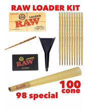 Load image into Gallery viewer, raw rolling metal tray(FLIGHT)large+raw 98 special size cone(100 pack)+cone loader kit
