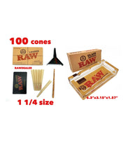 Load image into Gallery viewer, raw 1 1/4 size pre rolled cone(100 pack)+raw cone loader+ raw glass ashtray
