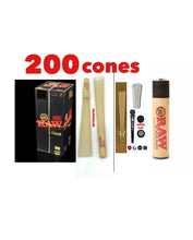 Load image into Gallery viewer, RAW BLACK 1 1/4 size cone(500PK, 300pk, 200pk &amp; 100pk) +raw clipper lighter+glass cone tip+phily tube
