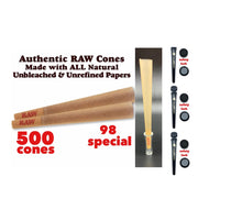 Load image into Gallery viewer, raw cone classic 98 special size pre rolled cone(500 pack)+3pcs tube +glass TIP
