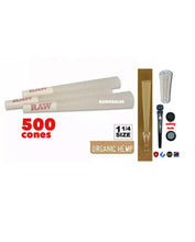 Load image into Gallery viewer, RAW cone organic hemp 1 1/4 size cone(100pk, 200pk, 300pk &amp; 500pk) + tube+glass tip
