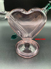 Load image into Gallery viewer, 6.5 inch glass pink heart shape bubbler bong / premium glass bong with 2 bowls
