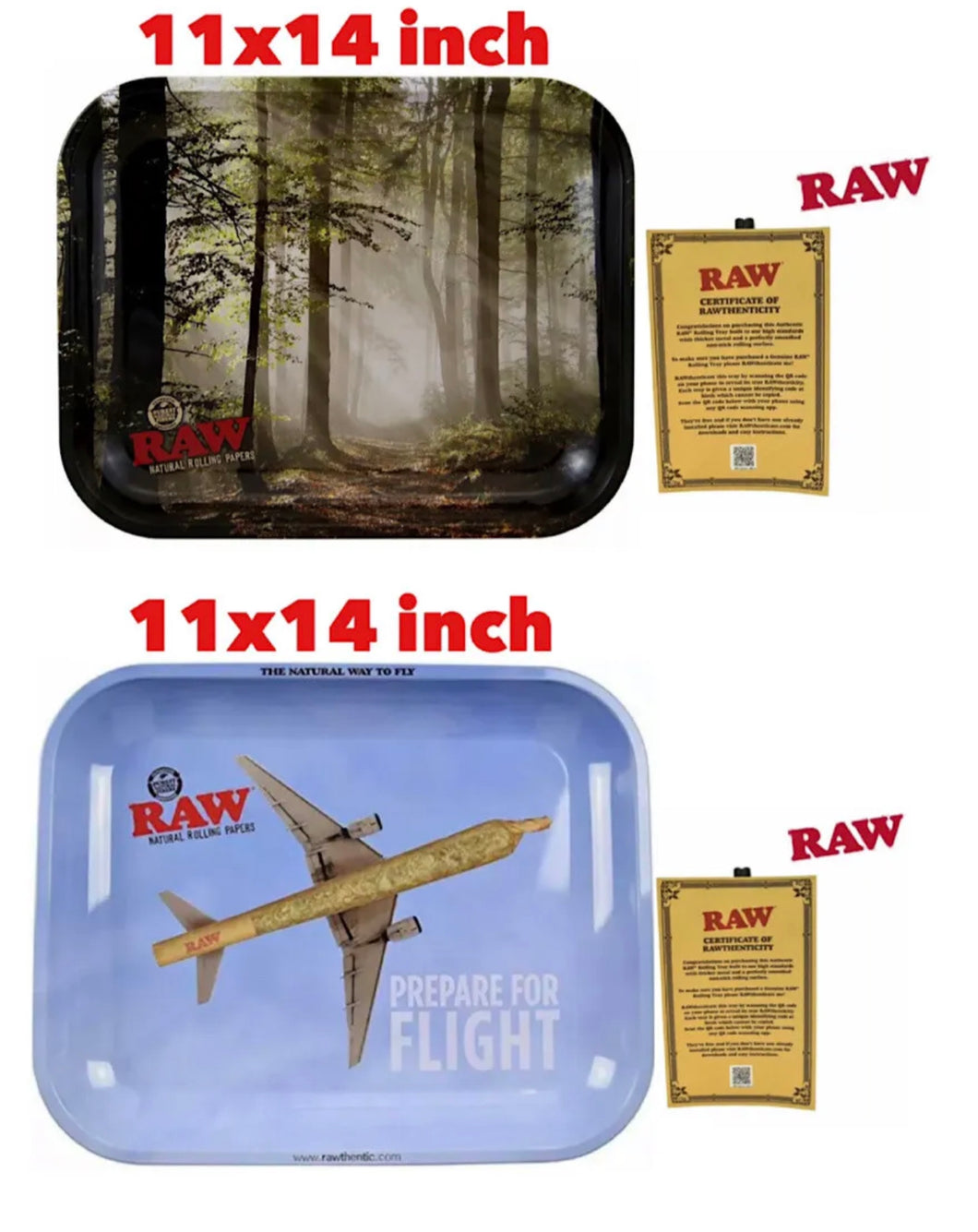 RAW FOREST & FLIGHT metal rolling tray(14x11 inch) LARGE (2 packs)