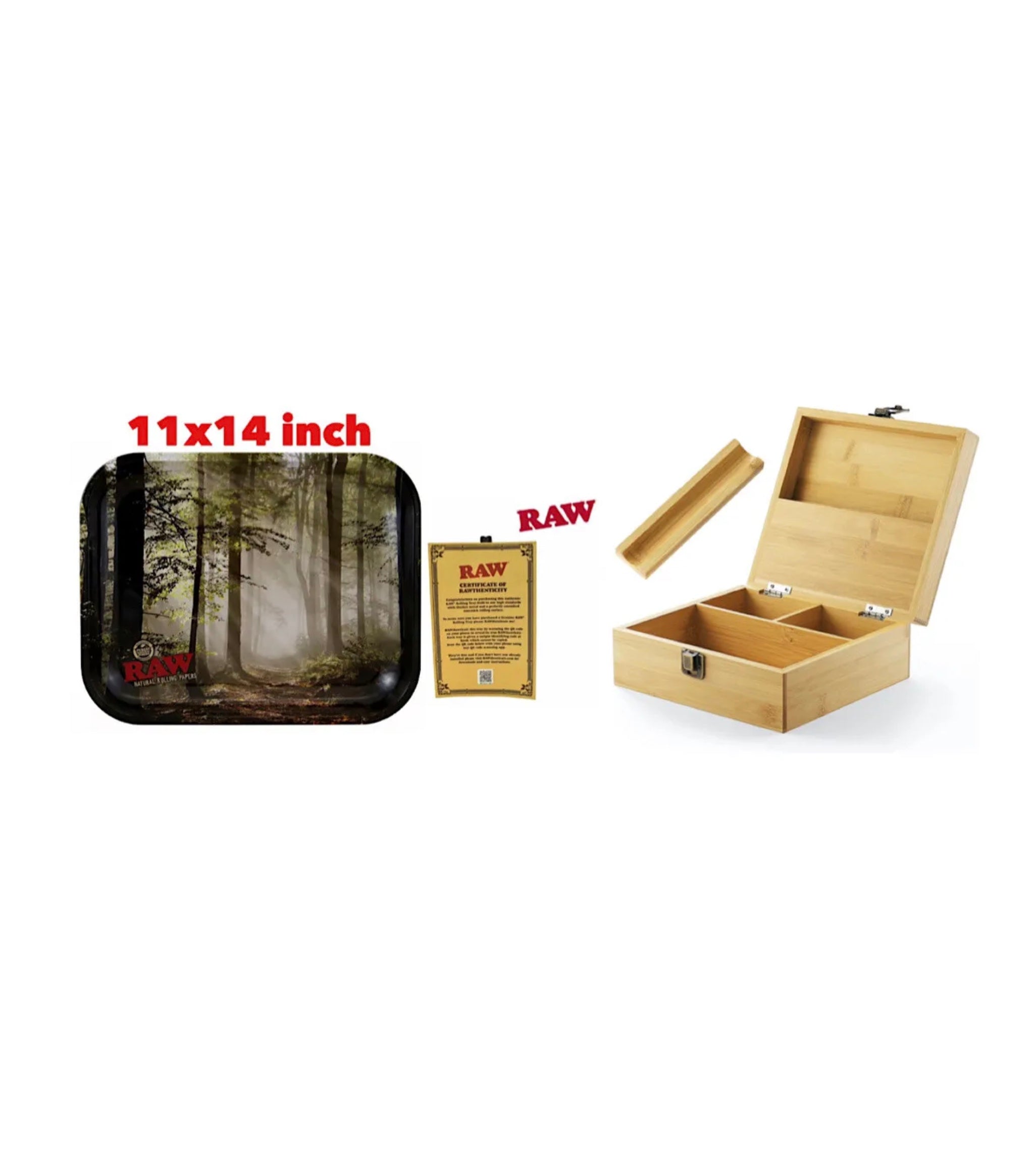 RAW large rolling metal tray 11”x14”(flight )+bamboo large stash