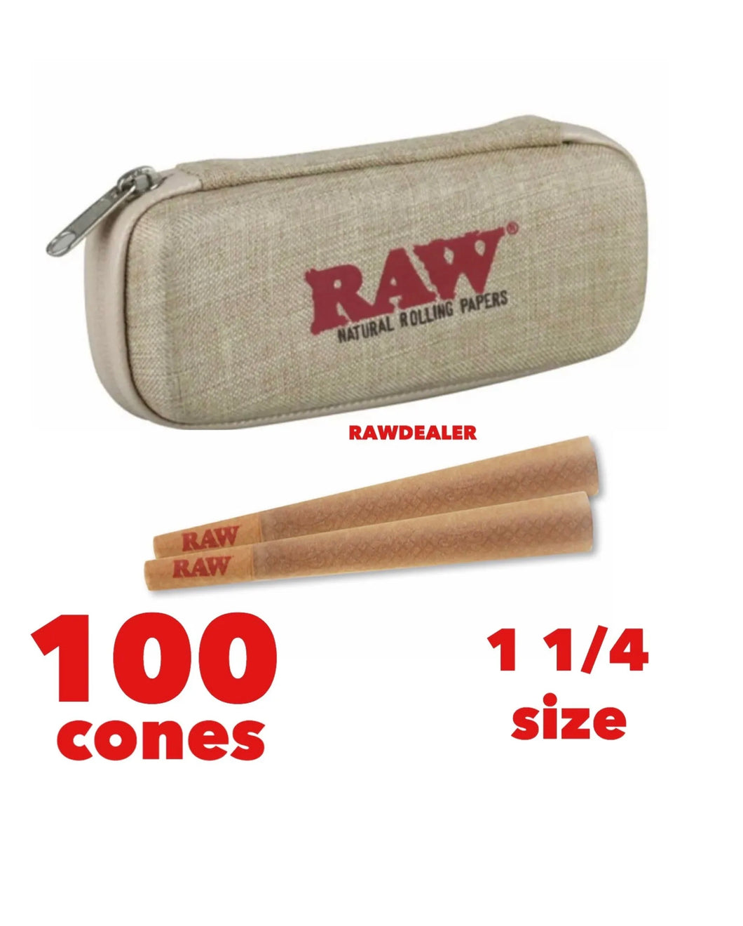 RAW Classic 1 1/4 Size Pre-Rolled Cones (100, 200, 300, 500)+raw Cone Wallet