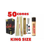 Load image into Gallery viewer, RAW BLACK king size cone(300pk, 200pk, 100pk, 50pk)+raw clipper lighter+glass cone tip+phily tube
