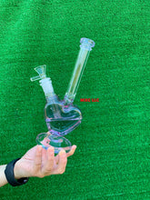 Load image into Gallery viewer, 9inch glass purple heart bong bubbler pipe with 2x 14mm bowl.
