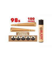 Load image into Gallery viewer, Zig Zag 98 s size Unbleached Cone (200 PK, 100Pack)+clipper raw lighter
