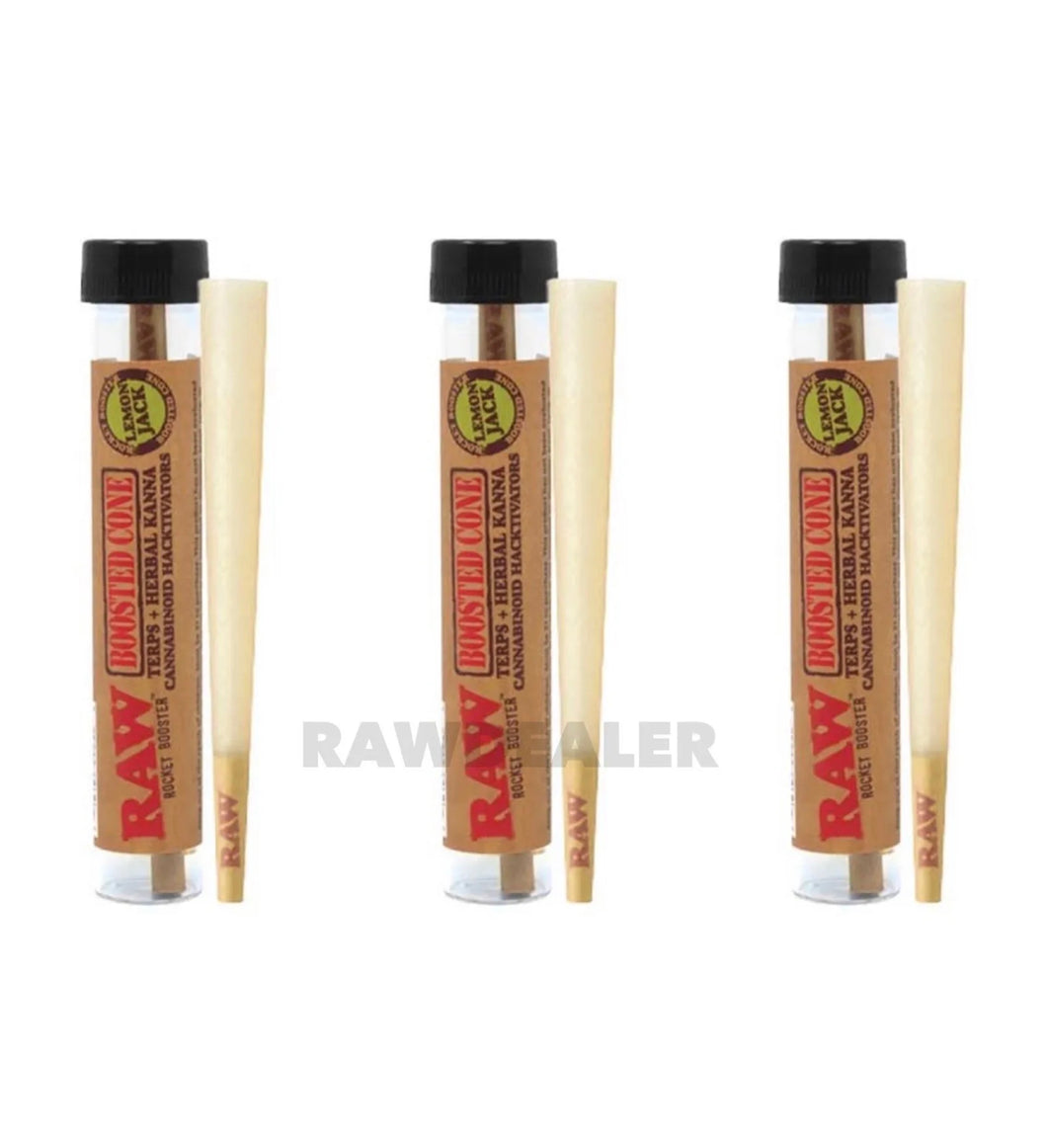 raw rocket booster king size pre rolled cone 3 packs (Lemon Jack)