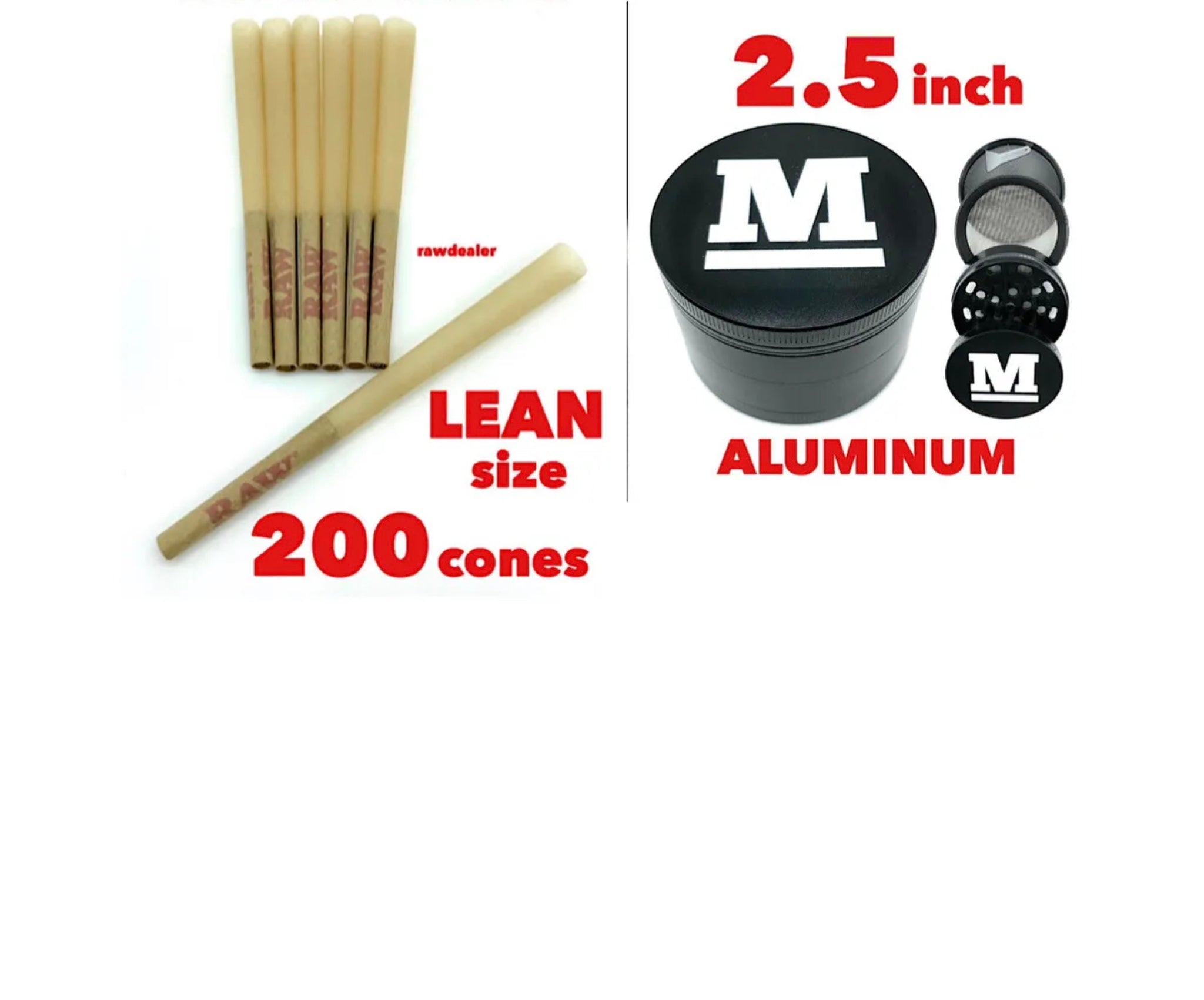 RAW classic lean Size Cone +raw aluminum large 2.5inch grinder – WISE FUME