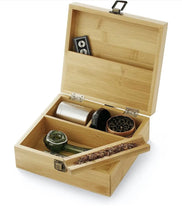 Load image into Gallery viewer, RAW large rolling metal tray 11”x14”(flight )+bamboo large stash handmade box
