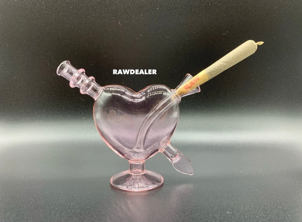 fashion glass pink heart water cone bubbler pipe fit for raw zig zag cone