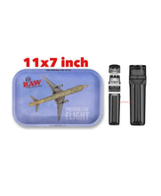 Load image into Gallery viewer, RAW rolling metal tray 11”x7”(FLIGHT)+cone filler herb grinder storage 3 in 1

