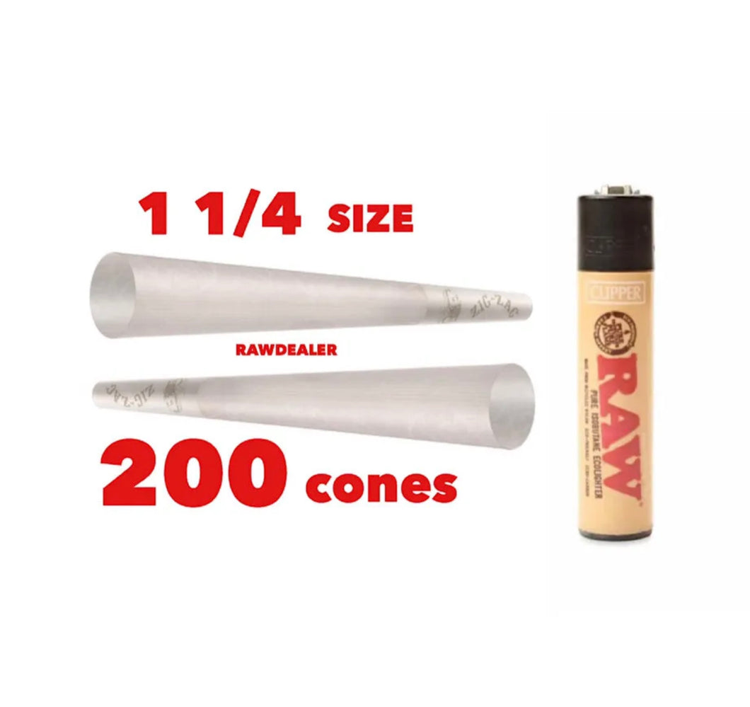 Zig Zag ultra thin 1 1/4 size Cone +raw clipper lighter