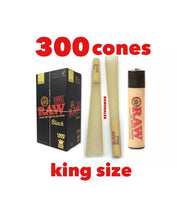 Load image into Gallery viewer, RAW BLACK king size pre rolled cone (300pk, 200pk, 100pk 50pk)+raw clipper lighter
