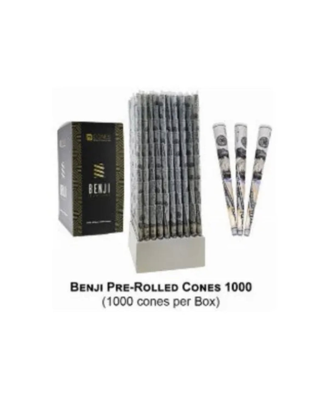 BENJI $100 bill pre rolled cone w tip king size(50, 100, 200, 300, 400, 500)