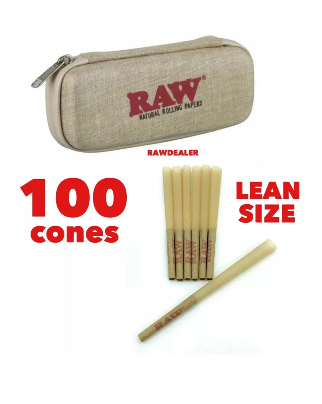 RAW Classic LEAN Size Pre-Rolled Cones (100 pk) + raw Cone Wallet
