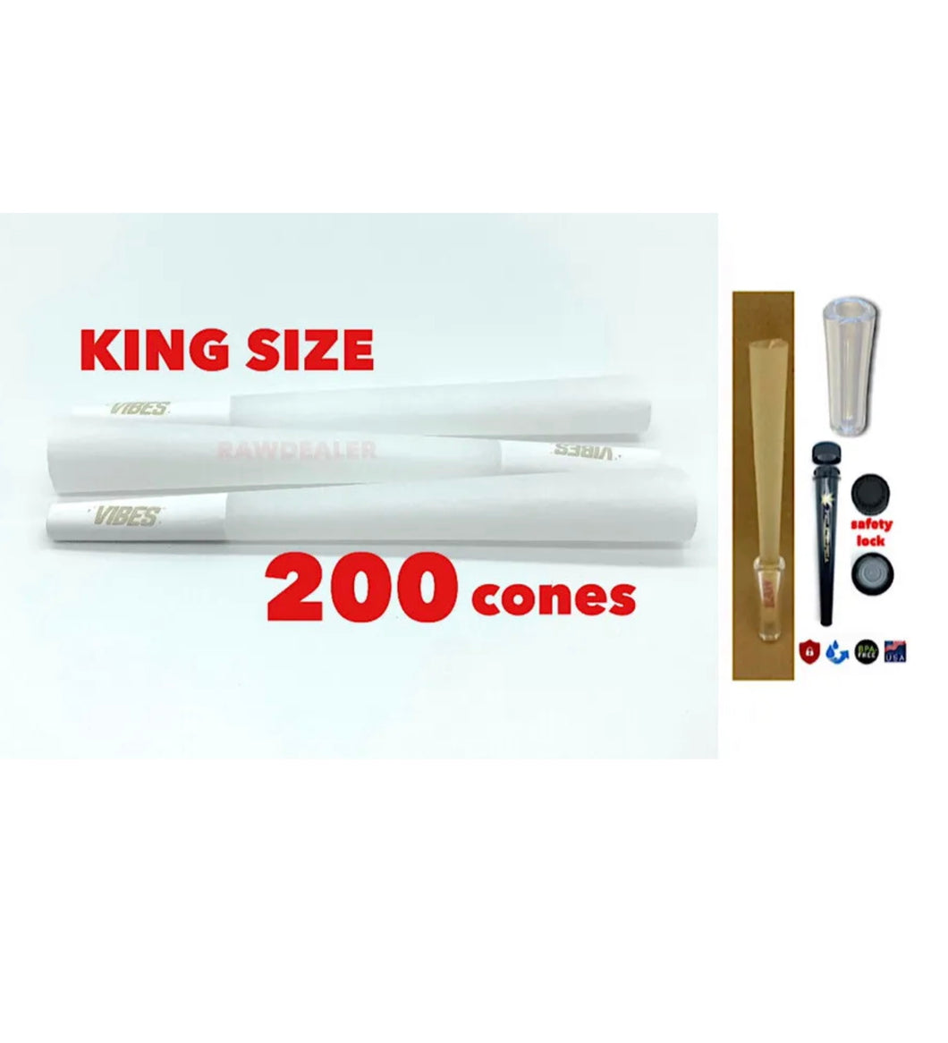vibes hemp pre rolled cone king size +glass cone tip+ smell proof tube