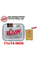 Load image into Gallery viewer, raw rolling metal tray(SILVER)large+raw king size cone(100 pack)+cone loader kit
