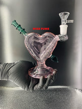 Load image into Gallery viewer, 6.5 inch glass pink heart shape bubbler bong / premium glass bong with 2 bowls

