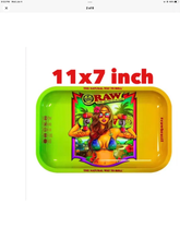 Load image into Gallery viewer, RAW rolling metal tray 11”x7”(brazil)+cone filler herb grinder storage 3 in 1
