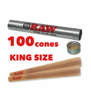 Load image into Gallery viewer, RAW classic King size cone with tip(100 packs)+raw aluminum cigar tube
