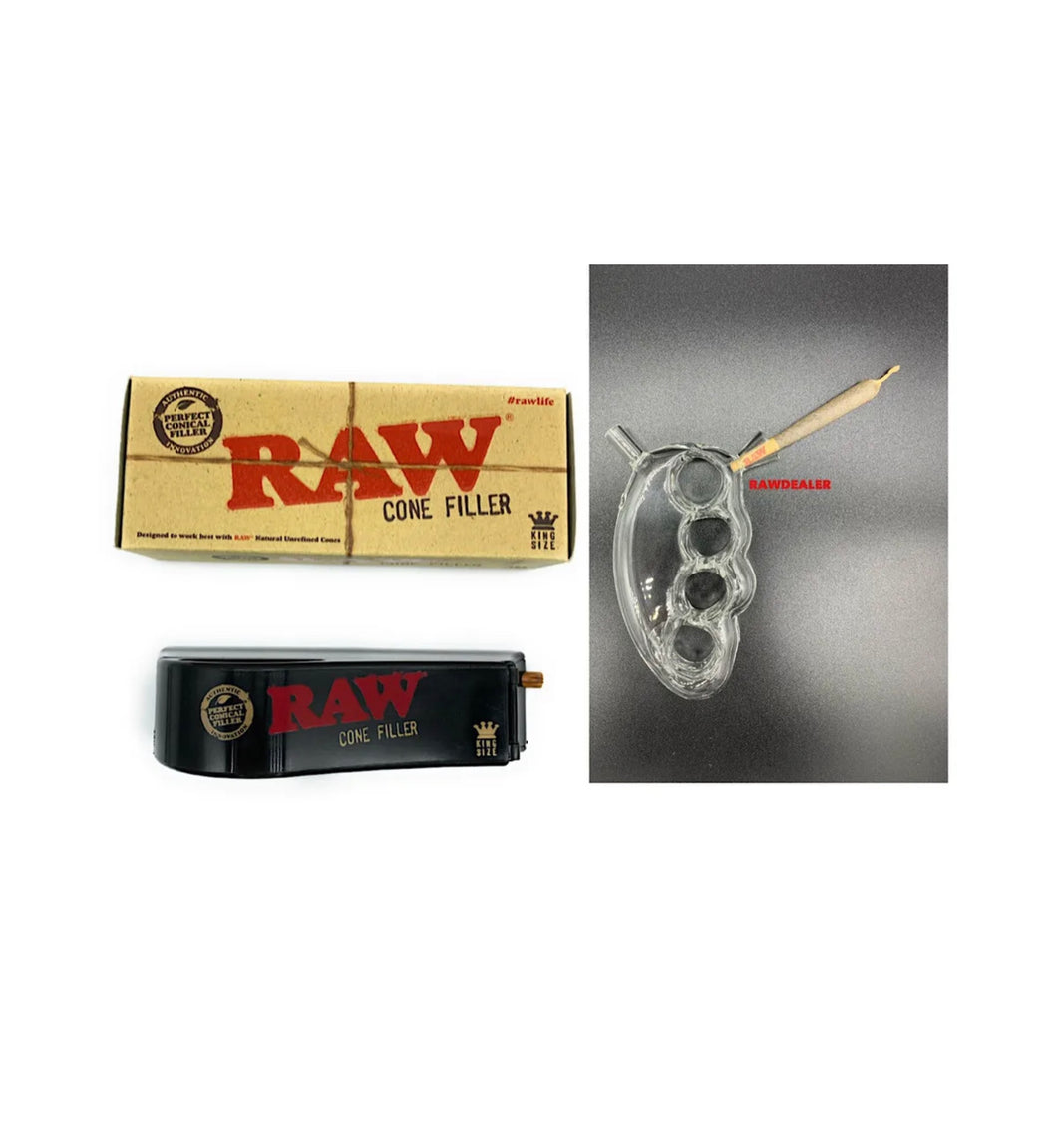 Raw king size cone Shooter filler +glass knuckle cone bubbler smoke water pipe