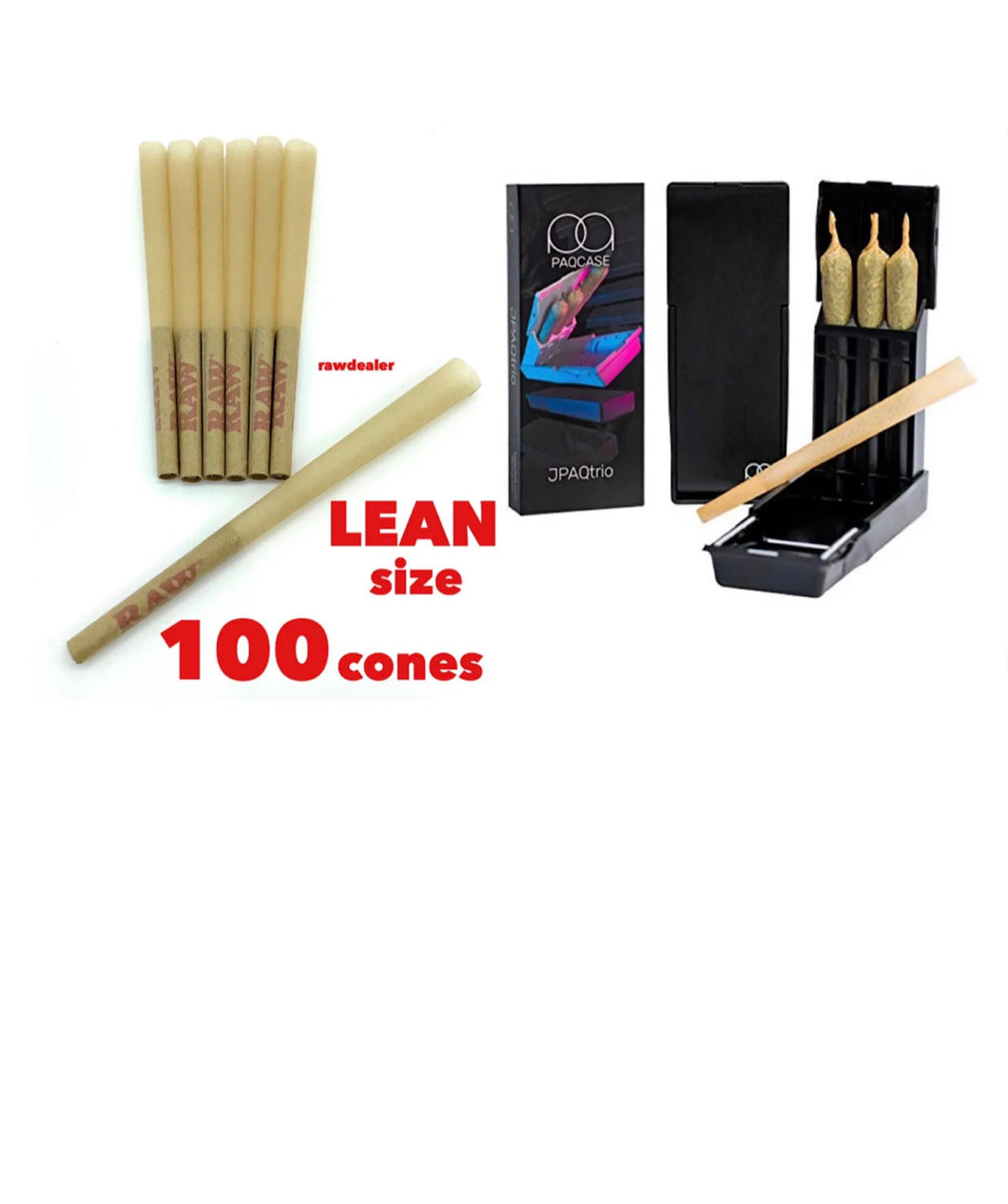 raw cone classic lean size pre rolled cone(100 pack)+JPAQ trio cone holder case