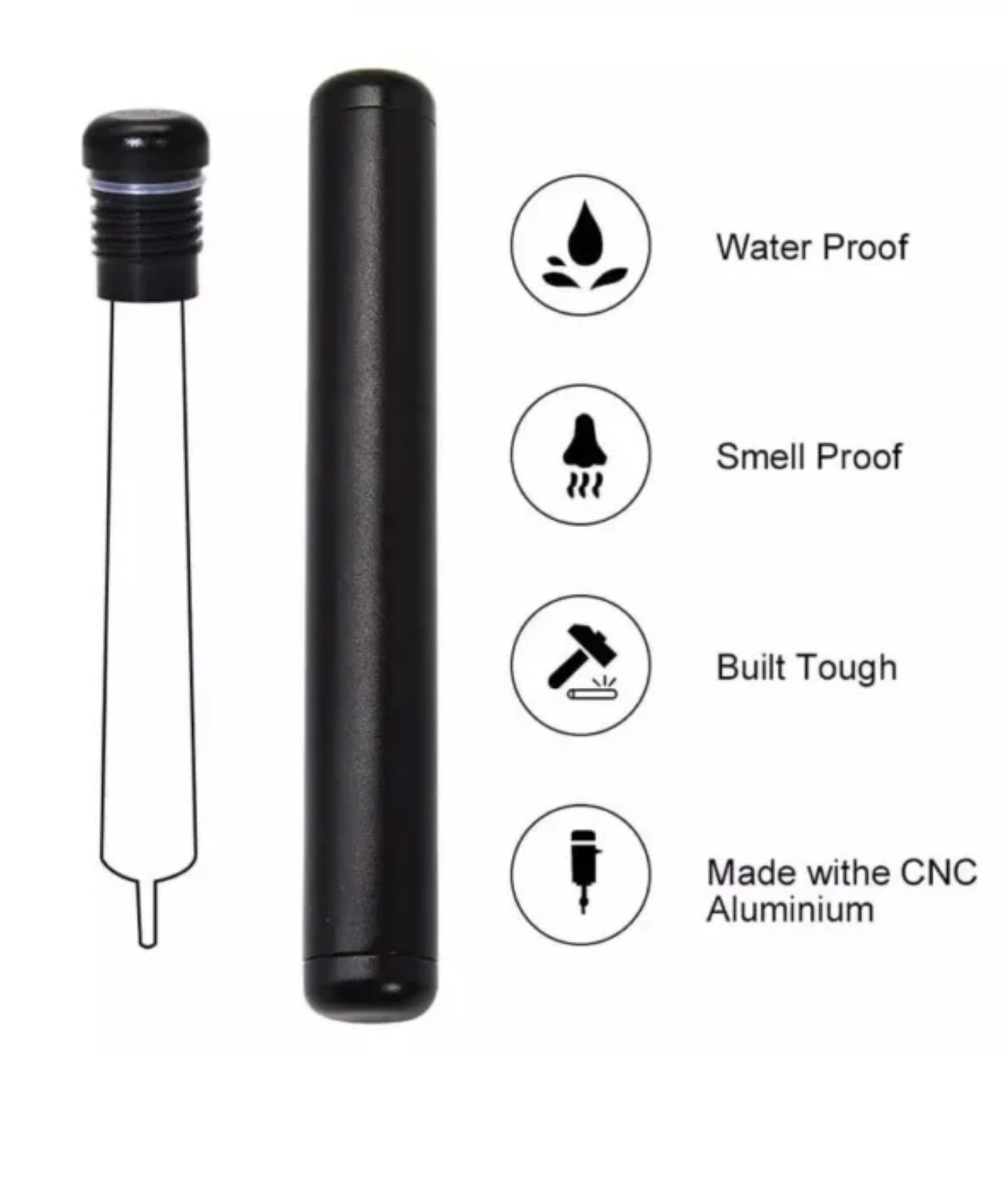 ALUMINUM DOOB TUBE AIRTIGHT SMELL PROOF WATER PROOF JOINT CASE (black+ –  WISE FUME