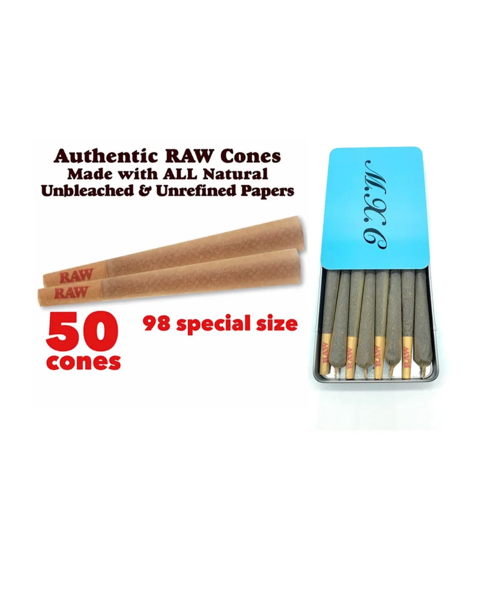 RAW® | 98 Select Pre-Rolled Cones | 98/20 - Brown - 1000 Count RAW® | 98 Select Pre-Rolled Cones | 98/20 - Brown - 1000 Count