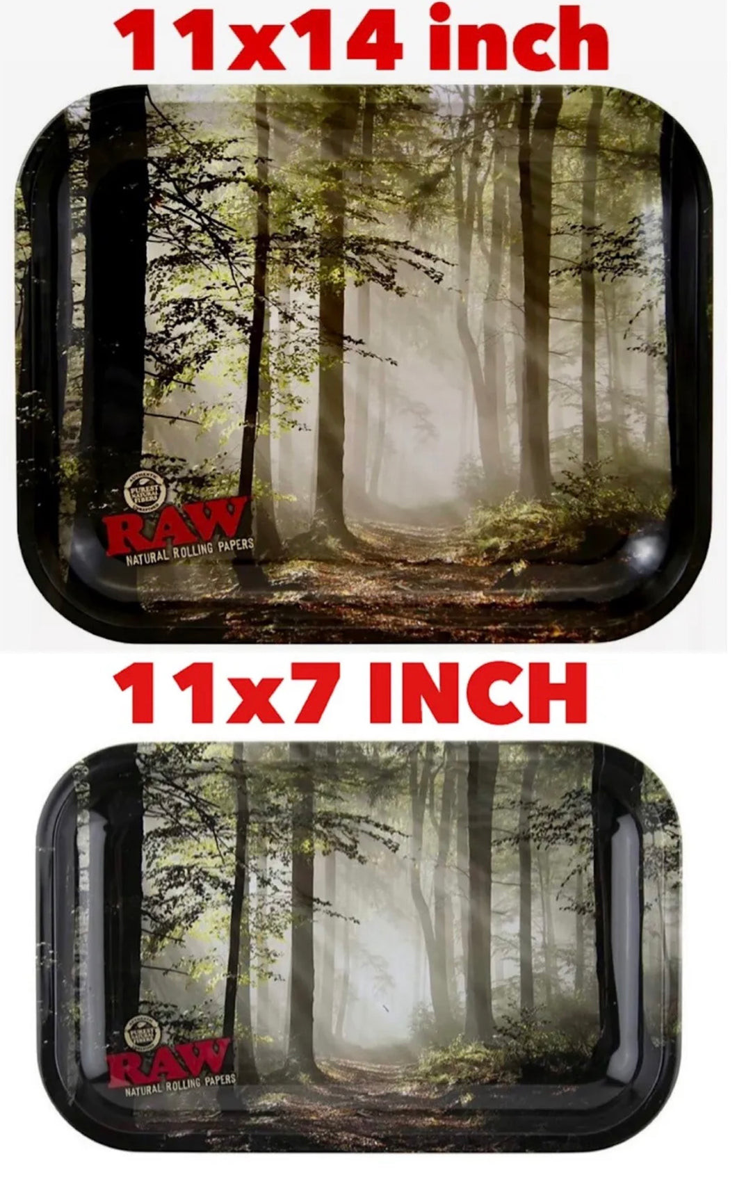 RAW FOREST metal rolling tray(14x11)(11x7)LARGE&SMALL (2 packs) with certific