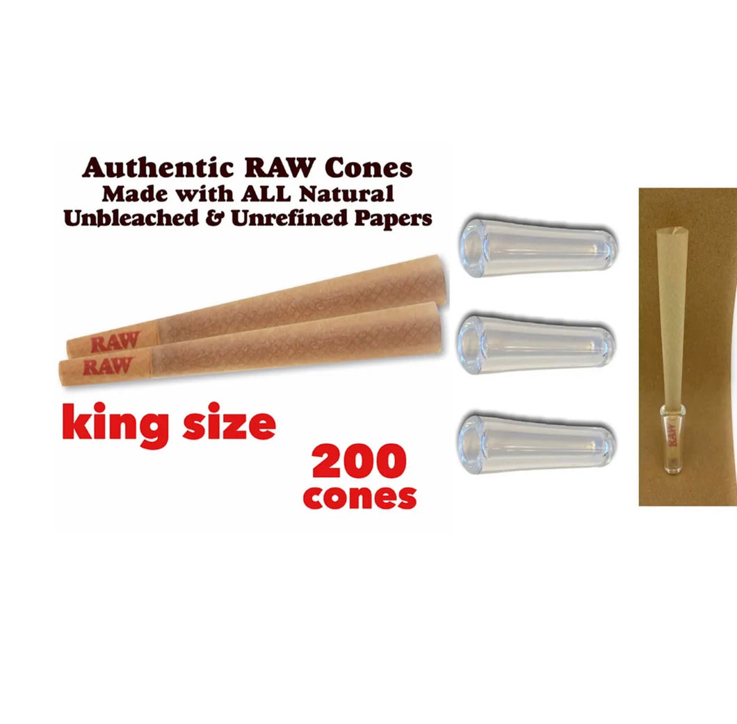 Raw cone Classic King Size pre rolled cone +3X glass cone holder tip