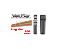 Load image into Gallery viewer, Raw classic king size pre rolled cone 50/100/200 cones + portable pre rolled cone 3in1 herb grinder filler storage
