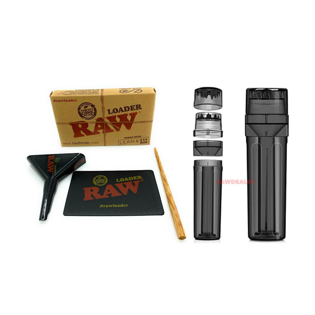 RAW 1 1/4 lean size cone loader kit +new design portable cone herb grinder filler storage 3 in 1