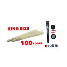 Load image into Gallery viewer, Pure hemp unbleached king size pre rolled cone 50PK 100PK | 1x philadelphia smell proof tube
