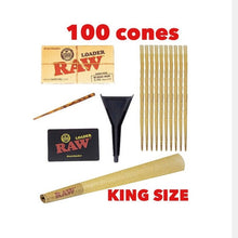 Load image into Gallery viewer, Raw classic king size pre rolled cone 50/100/200/300 cones + raw 98 king size cone loader kit
