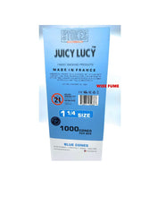 Load image into Gallery viewer, RAW Juicy Lucy BLUE pre rolled cone 1 1/4 size made in France 50pk | 100pk | 200pk + raw lean 1/4 size cone loader

